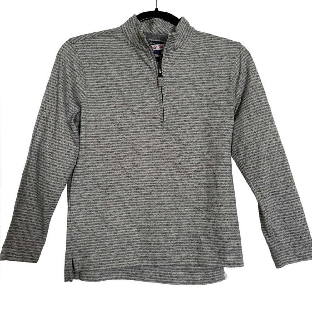 johnnie-O  Harvell Slub Stripped 1/4 Zip Pullover ZIP in STEEL Size 12 (Boys)